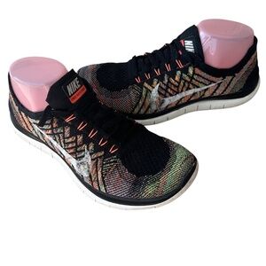 Nike Free 4.0 Flyknit Running Shoes Sneakers Womens Sz 8.5 Multicolor Barefoot